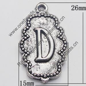 Pendant, Zinc Alloy Jewelry Findings, 15x26mm, Sold by Bag  