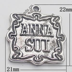 Pendant, Zinc Alloy Jewelry Findings, 21x22mm, Sold by Bag  