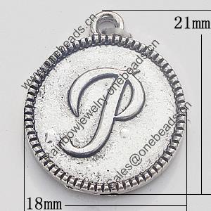 Pendant, Zinc Alloy Jewelry Findings, Flat Round 18x21mm, Sold by Bag  