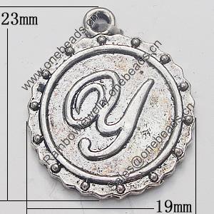 Pendant, Zinc Alloy Jewelry Findings, Flat Round 19x23mm, Sold by Bag  