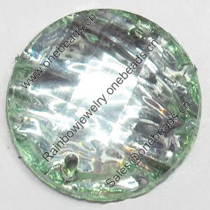 Resin Silver Foil Zircon Cabochons with Hole, Faceted Round, 16mm, Sold by Bag  