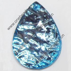 Resin Silver Foil Zircon Cabochons with Hole, Faceted Teardrop, 18x25mm, Sold by Bag  