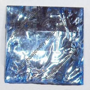 Resin Silver Foil Zircon Cabochons with Hole, Faceted Square, 10mm, Sold by Bag  