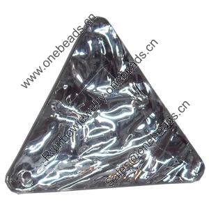 Resin Silver Foil Zircon Cabochons with Hole, Triangle, 26x26mm, Sold by Bag  