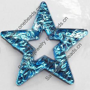 Resin Silver Foil Zircon Cabochons with Hole, Star, 38mm, Sold by Bag  