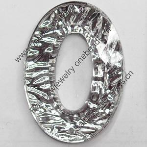 Resin Silver Foil Zircon Cabochons with Hole, Oval, 25x35mm, Sold by Bag  