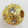 Zinc Alloy with Rhinestone Beads，8mm，Sold by PC  