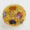 Zinc Alloy with Rhinestone Beads，8mm，Sold by PC  