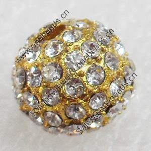 Zinc Alloy with Rhinestone Beads，8mm，Sold by PC  