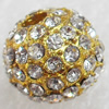 Zinc Alloy with Rhinestone Beads，12mm，Sold by PC  