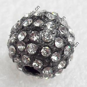 Zinc Alloy with Rhinestone Beads，10mm，Sold by PC  