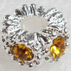 Zinc Alloy with Rhinestone Beads，12x5mm，Hole:5mm, Sold by PC  
