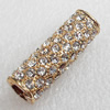 Zinc Alloy with Rhinestone Beads，Tube, 10x30mm，Hole:6mm, Sold by PC  