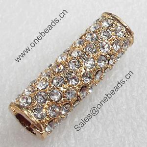 Zinc Alloy with Rhinestone Beads，Tube, 10x30mm，Hole:6mm, Sold by PC  