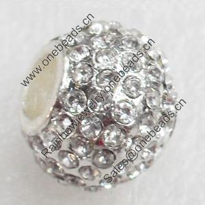 Zinc Alloy with Rhinestone Beads，16x13mm，Hole:6mm, Sold by PC  