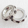 Zinc Alloy with Rhinestone Donut，O:16x4mm, I:8mm，Sold by PC  