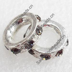 Zinc Alloy with Rhinestone Donut，O:16x4mm, I:8mm，Sold by PC  