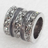 Zinc Alloy with Rhinestone Beads，13mm，Hole:10mm, Sold by PC  