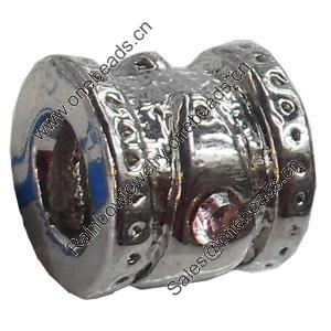 European Style Beads Zinc Alloy Jewelry Findings, 9mm Hole:4mm, Sold by PC  