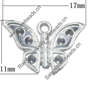 Pendant, Zinc Alloy Jewelry Findings, Butterfly 17x11mm, Sold by Bag  