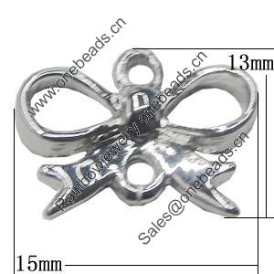 Connectors, Zinc Alloy Jewelry Findings, Bowknot 15x13mm, Sold by Bag  