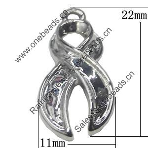 Pendant, Zinc Alloy Jewelry Findings, 11x22mm, Sold by Bag  