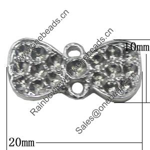Connectors, Zinc Alloy Jewelry Findings, Bowknot 20x10mm, Sold by Bag  