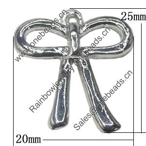 Pendant, Zinc Alloy Jewelry Findings, Bowknot 20x25mm, Sold by Bag  