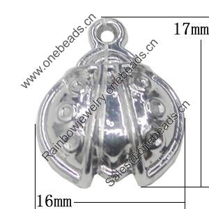 Pendant, Zinc Alloy Jewelry Findings, Ladybug 16x17mm, Sold by Bag  
