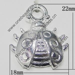 Pendant, Zinc Alloy Jewelry Findings, Ladybug 18x22mm, Sold by Bag  