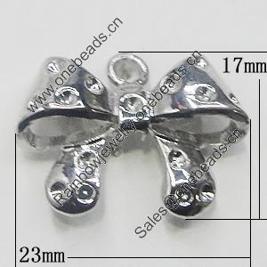 Pendant, Zinc Alloy Jewelry Findings, Bowknot 23x17mm, Sold by Bag  