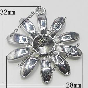 Pendant, Zinc Alloy Jewelry Findings, Flower 28x32mm, Sold by Bag  