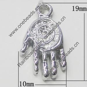Pendant, Zinc Alloy Jewelry Findings, Hand 10x19mm, Sold by Bag  