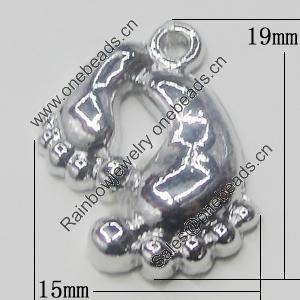 Pendant, Zinc Alloy Jewelry Findings, Foot 15x19mm, Sold by Bag  