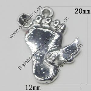 Pendant, Zinc Alloy Jewelry Findings, Foot 12x20mm, Sold by Bag  