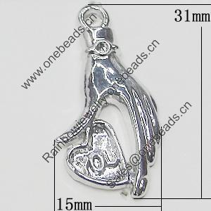 Pendant, Zinc Alloy Jewelry Findings, Hand 15x31mm, Sold by Bag  