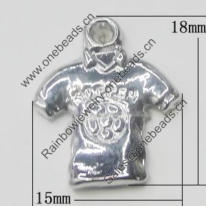 Pendant, Zinc Alloy Jewelry Findings, Cloth 15x18mm, Sold by Bag  