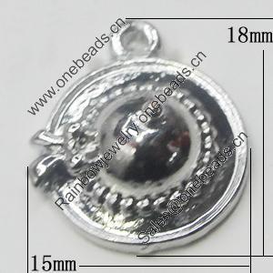 Pendant, Zinc Alloy Jewelry Findings, 15x18mm, Sold by Bag  