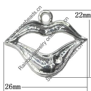 Pendant, Zinc Alloy Jewelry Findings, Mouth 26x22mm, Sold by Bag  