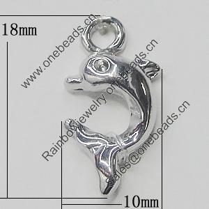 Pendant, Zinc Alloy Jewelry Findings, Dolphin 10x18mm, Sold by Bag  