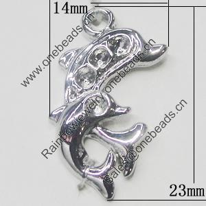 Pendant, Zinc Alloy Jewelry Findings, Dolphin 14x23mm, Sold by Bag  