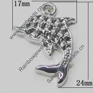 Pendant, Zinc Alloy Jewelry Findings, Dolphin 17x24mm, Sold by Bag  