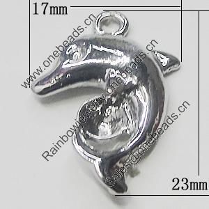 Pendant, Zinc Alloy Jewelry Findings, Dolphin 17x23mm, Sold by Bag  
