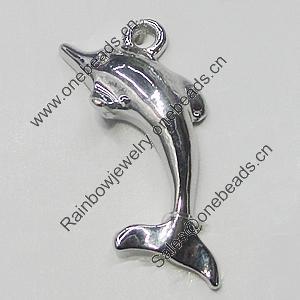 Pendant, Zinc Alloy Jewelry Findings, Dolphin 11x27mm, Sold by Bag  