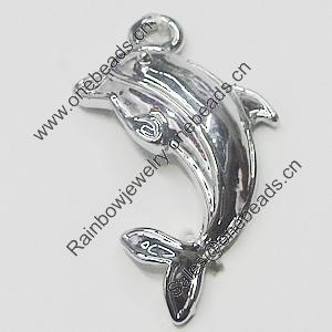 Pendant, Zinc Alloy Jewelry Findings, Dolphin 16x26mm, Sold by Bag  