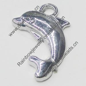 Pendant, Zinc Alloy Jewelry Findings, Dolphin 17x25mm, Sold by Bag  