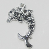 Pendant, Zinc Alloy Jewelry Findings, Dolphin 14x23mm, Sold by Bag  