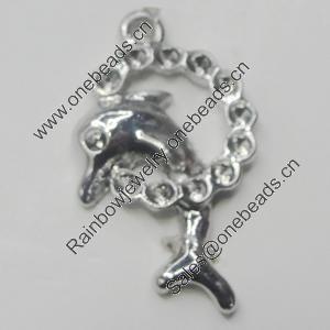 Pendant, Zinc Alloy Jewelry Findings, Dolphin 16x26mm, Sold by Bag  