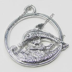 Pendant, Zinc Alloy Jewelry Findings, Dolphin 26x30mm, Sold by Bag  