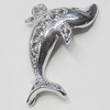 Pendant, Zinc Alloy Jewelry Findings, Dolphin 20x28mm, Sold by Bag  